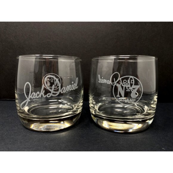 Jack Daniel’s Etched Old No 7 Brand Rock Glass Heavy Weighted Bottom set of 2 - Picture 1 of 7